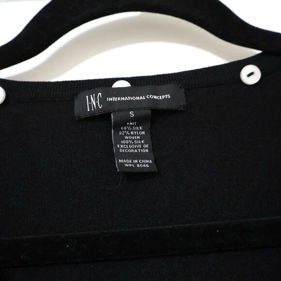 Vintage INC International Concepts Silk Beaded Argyle Black Blue Sweater Preppy - Picture 5 of 9